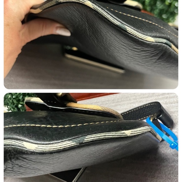 BURBERRY Calfskin Two Front Pocket Shoulder Bag Black - Picture 7 of 11